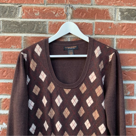 ❌SOLD❌ Italian 100% Merino Wool Scoop Neck Jacquard Dark Academia College Sweat… - Picture 5 of 10